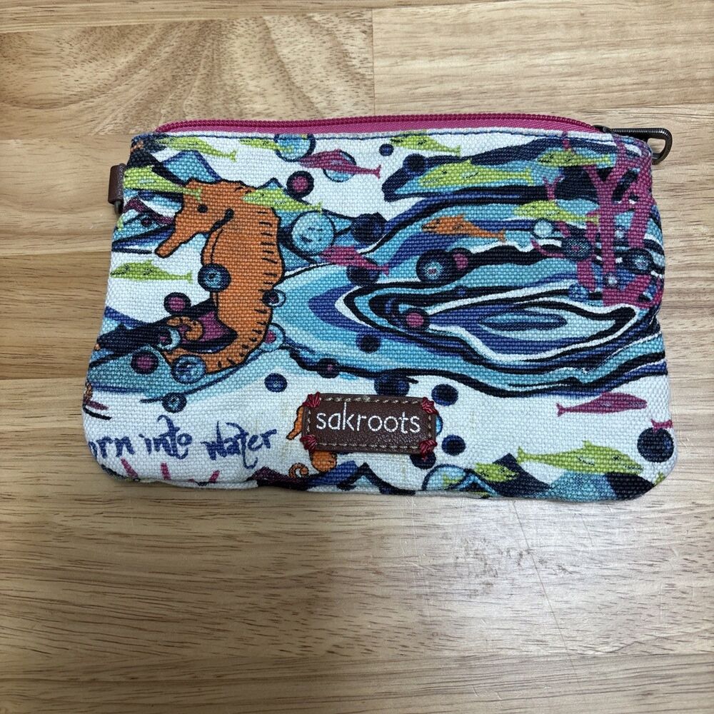 Sakroots Makeup Bag Ocean Under Sea Theme Zip Close No Strap Fish Starfish